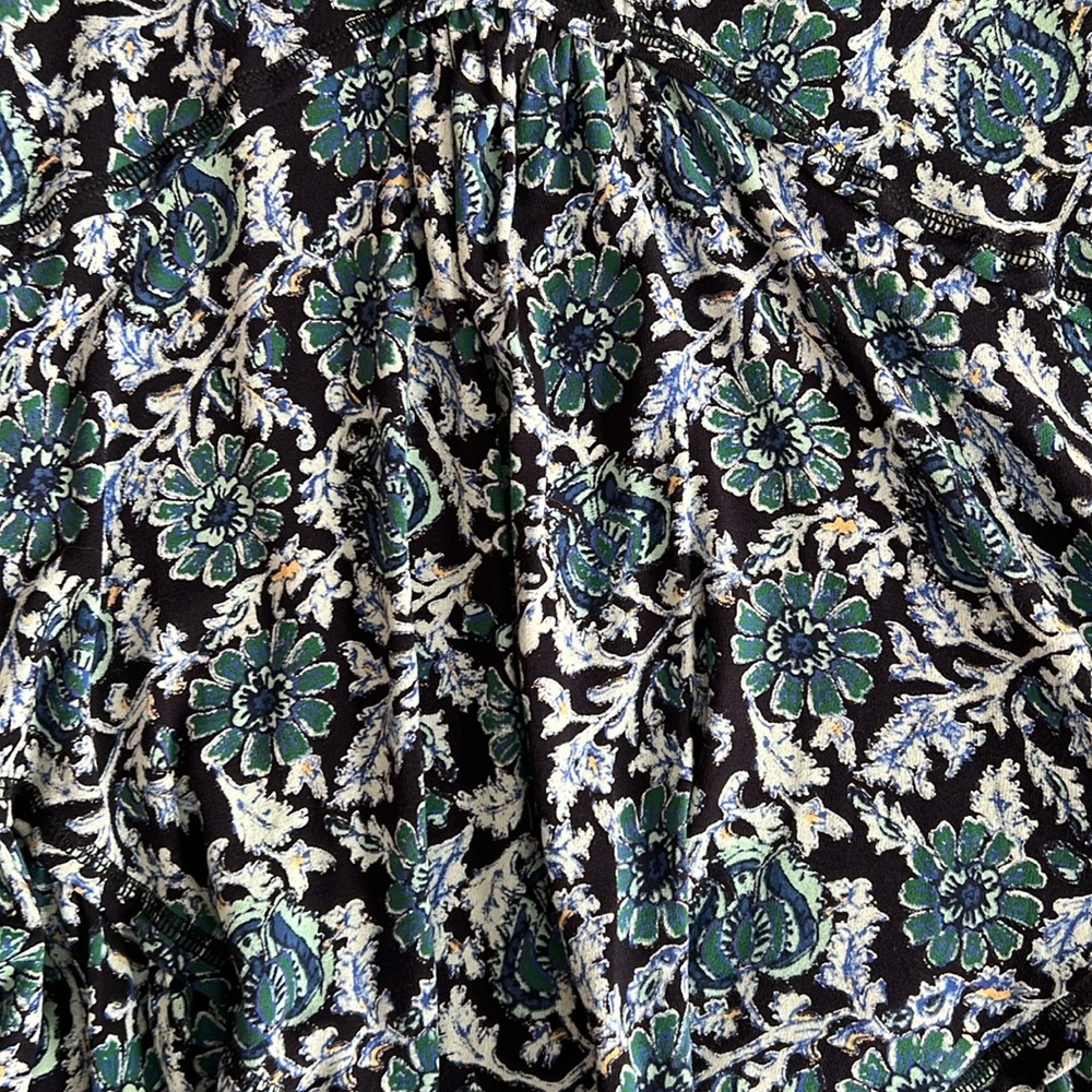 Free People Olivia Deep Sea Combo Tunic Top Mini Dress XS Long Sleeve Floral - Picture 4 of 4